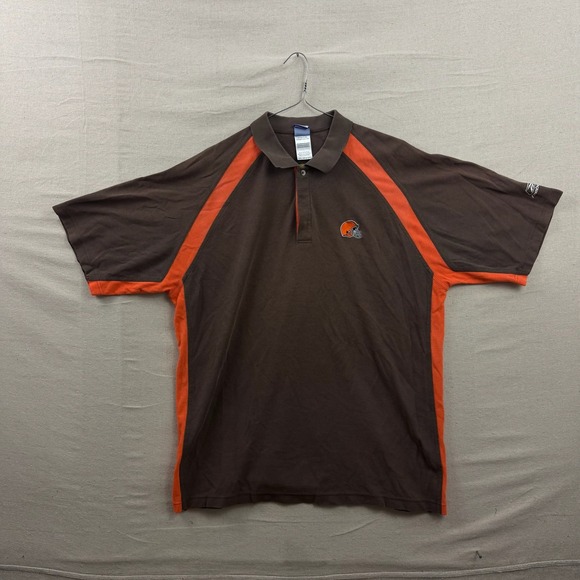 Reebok Other - Reebok Polo Shirt Mens 2XL Brown Orange Cleveland Browns NFL PlayDry Pique Logo